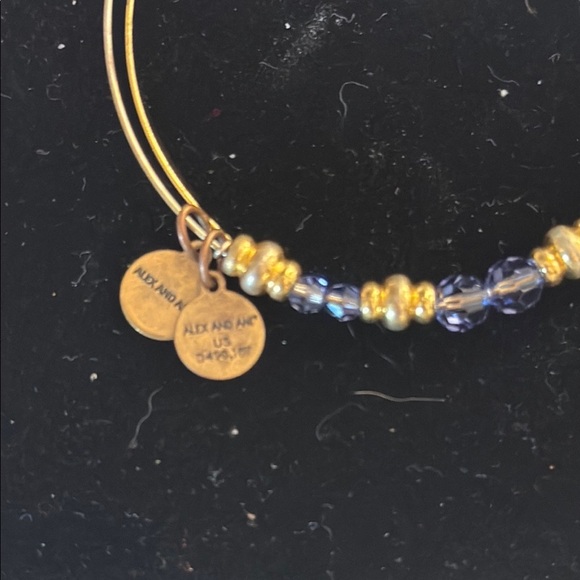 Alex and Ani Blue and Gold, Purple and Gold Charm Bracelets - Picture 2 of 5